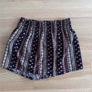 Patterned Elastic Waist Shorts